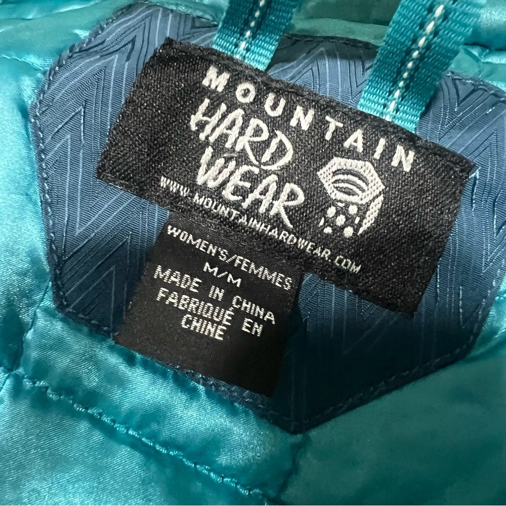 Mountain Hardwear Miss Snow it All Blue hooded winter Ski Jacket DryQ gaiter med - Picture 12 of 16